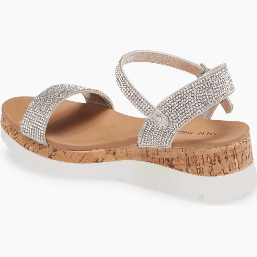 Steve Madden silver Rhinestone Wedge Kids Shoes size 4 - Picture 10 of 11